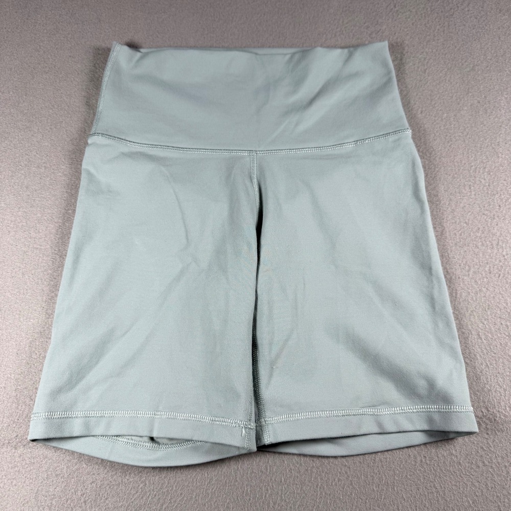 Tna Aritzia High Waisted Biker Shorts Size S Sage Green Athletic Yoga 6" Inseam